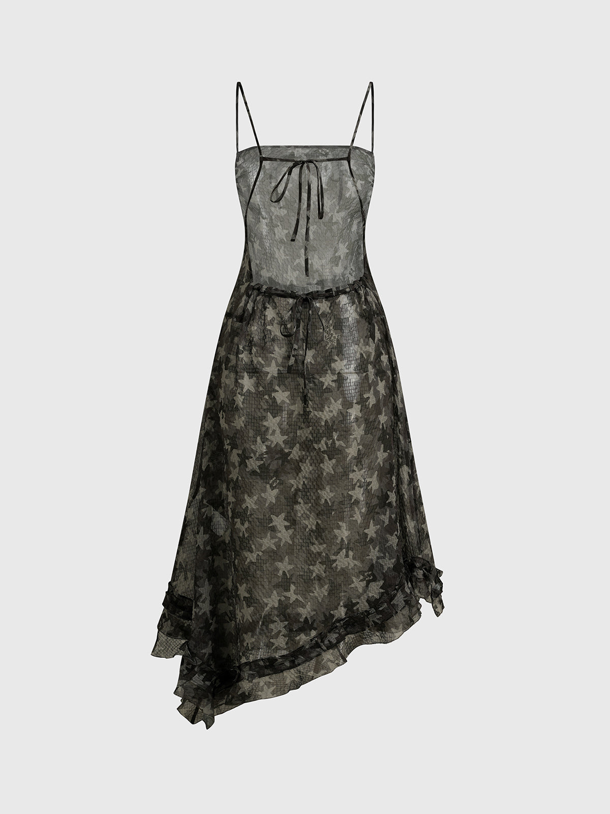 Brick Lane Waist-defining Mesh Star Dress - Black