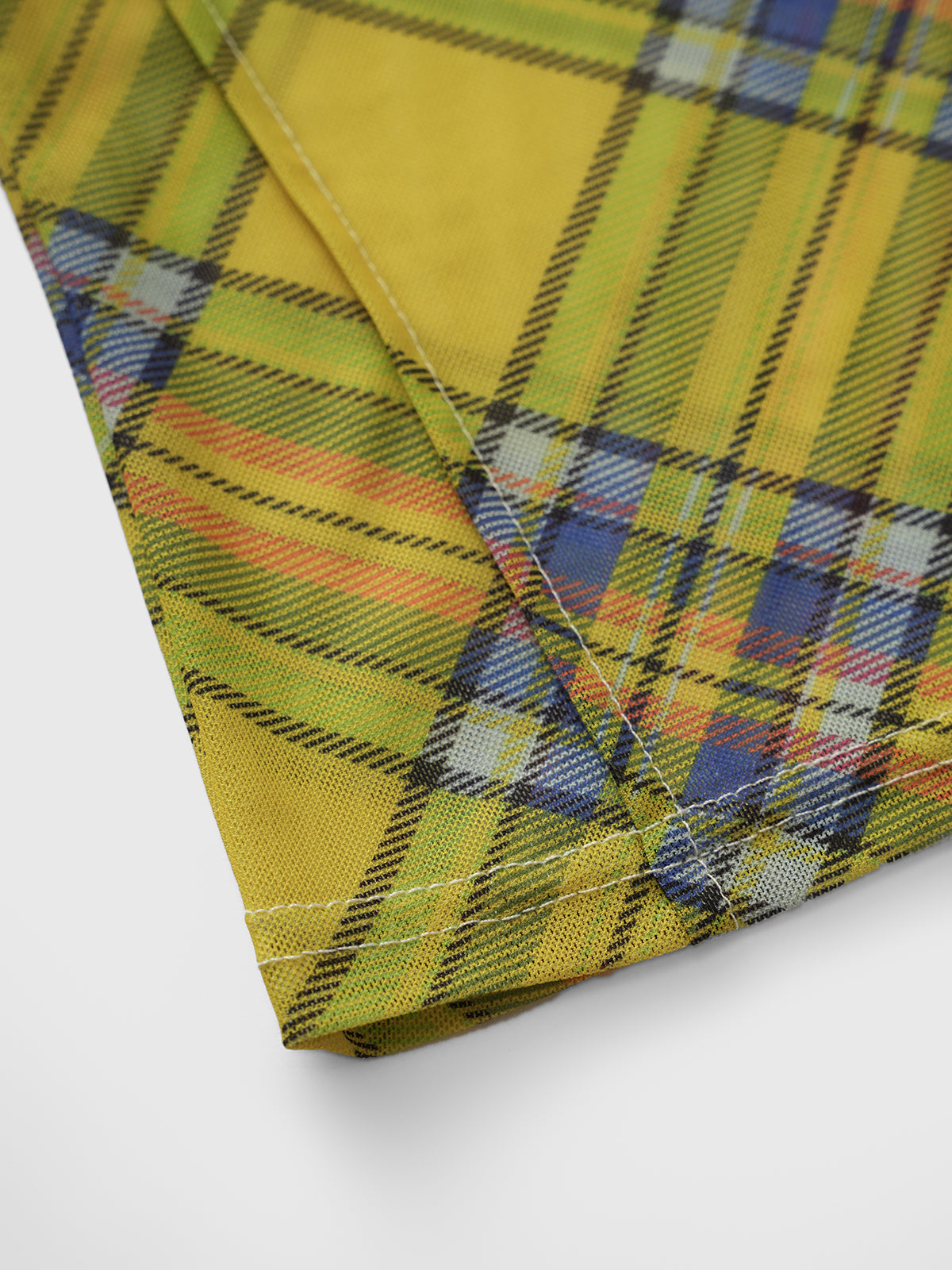 Brick Lane Skimming Mesh Check Top - Yellow