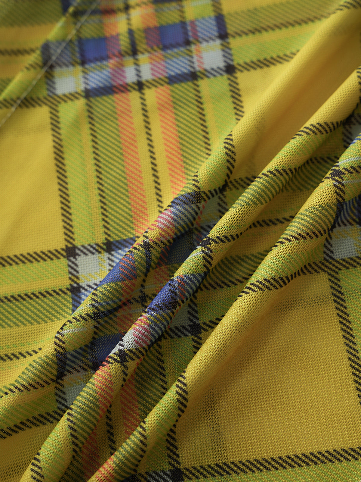 Brick Lane Skimming Mesh Check Top - Yellow