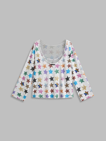Brick Lane Baggy Star Top - White