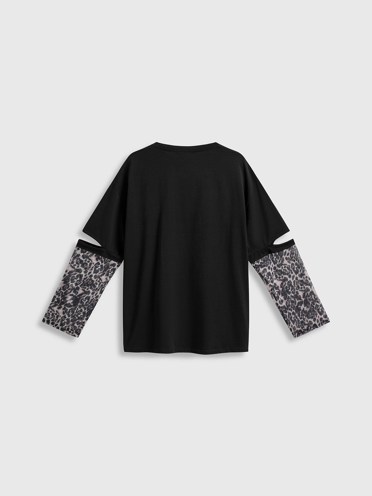 Co-ed Dorm Baggy Leopard Layered T-Shirt - Black