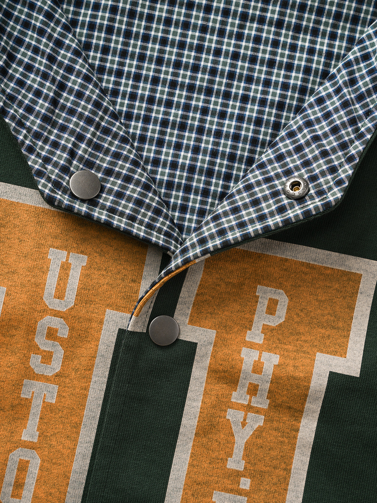 Co-ed Dorm Baggy Check Letter Vest - Green