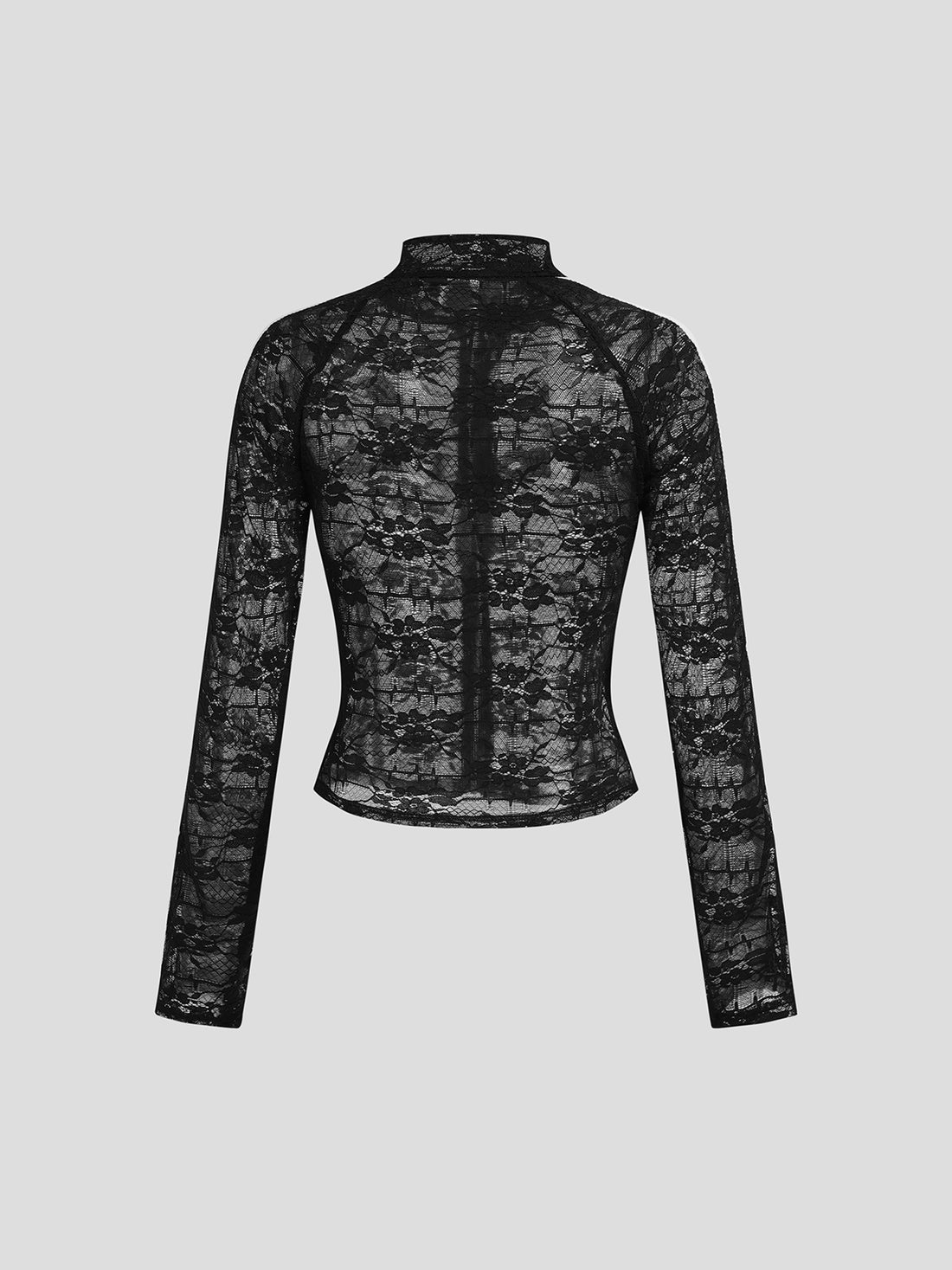 Circle Cut Lace Zip Jacket - Black White