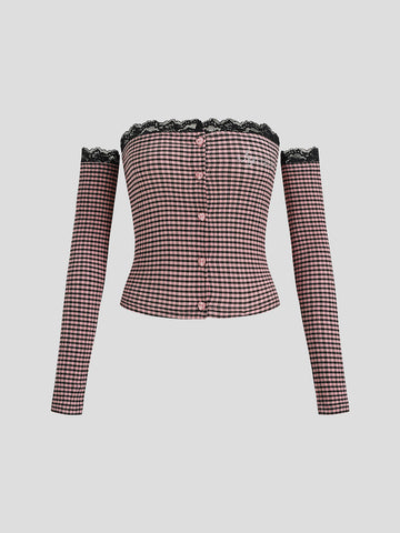 Static Wave Sleeve Top - Wine Stripe