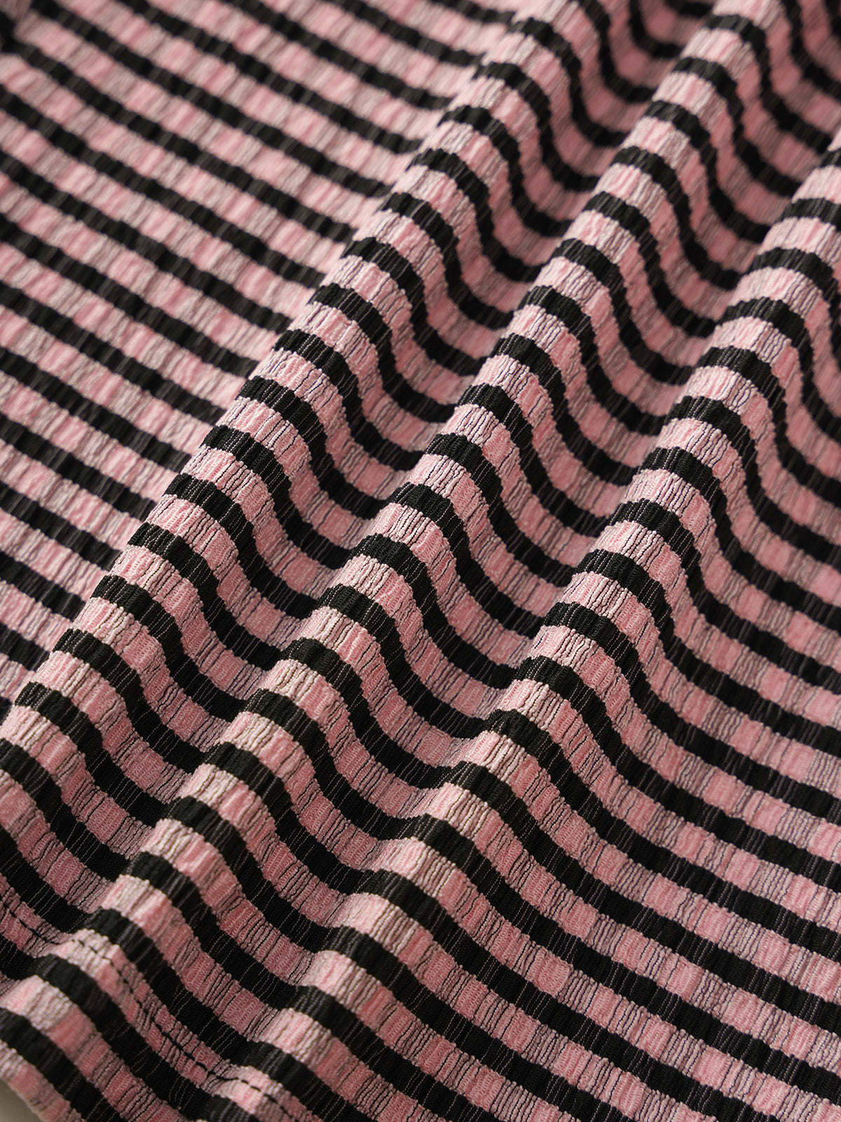 Static Wave Sleeve Top - Wine Stripe