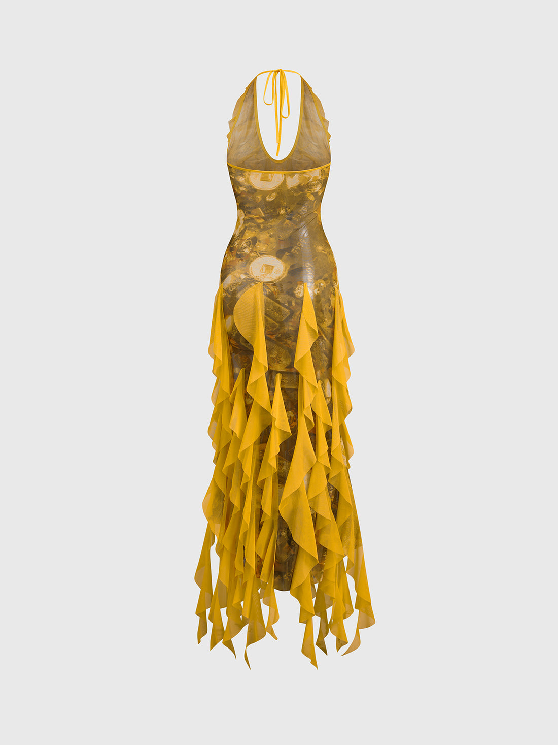 Brick Lane Halter Fringe Maxi Dress - Yellow