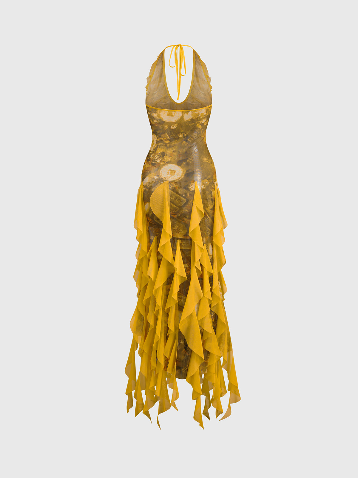 Brick Lane Halter Fringe Maxi Dress - Yellow