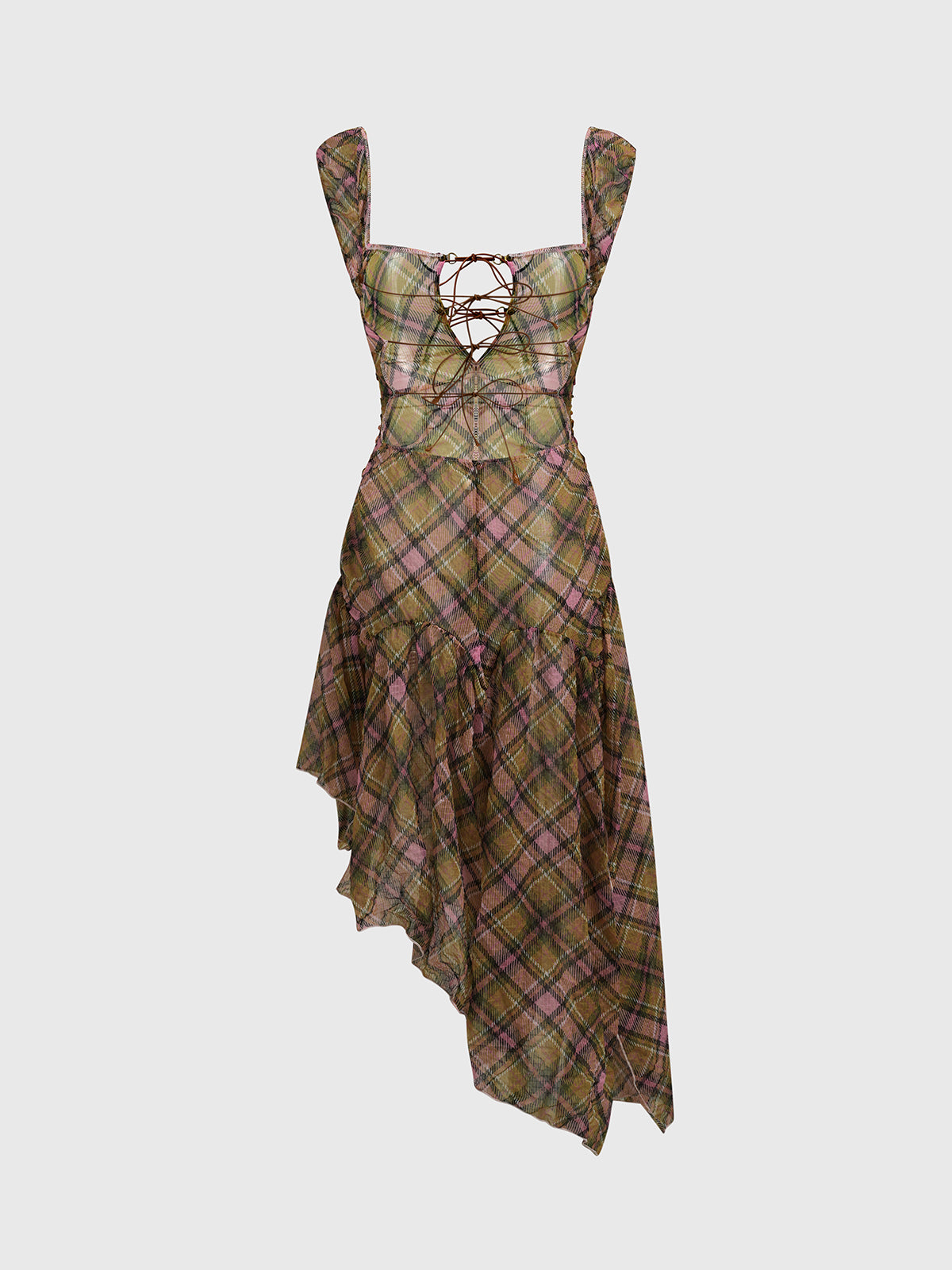 Dolled Office Floral Print Asymmetric Hem Dress - Rust