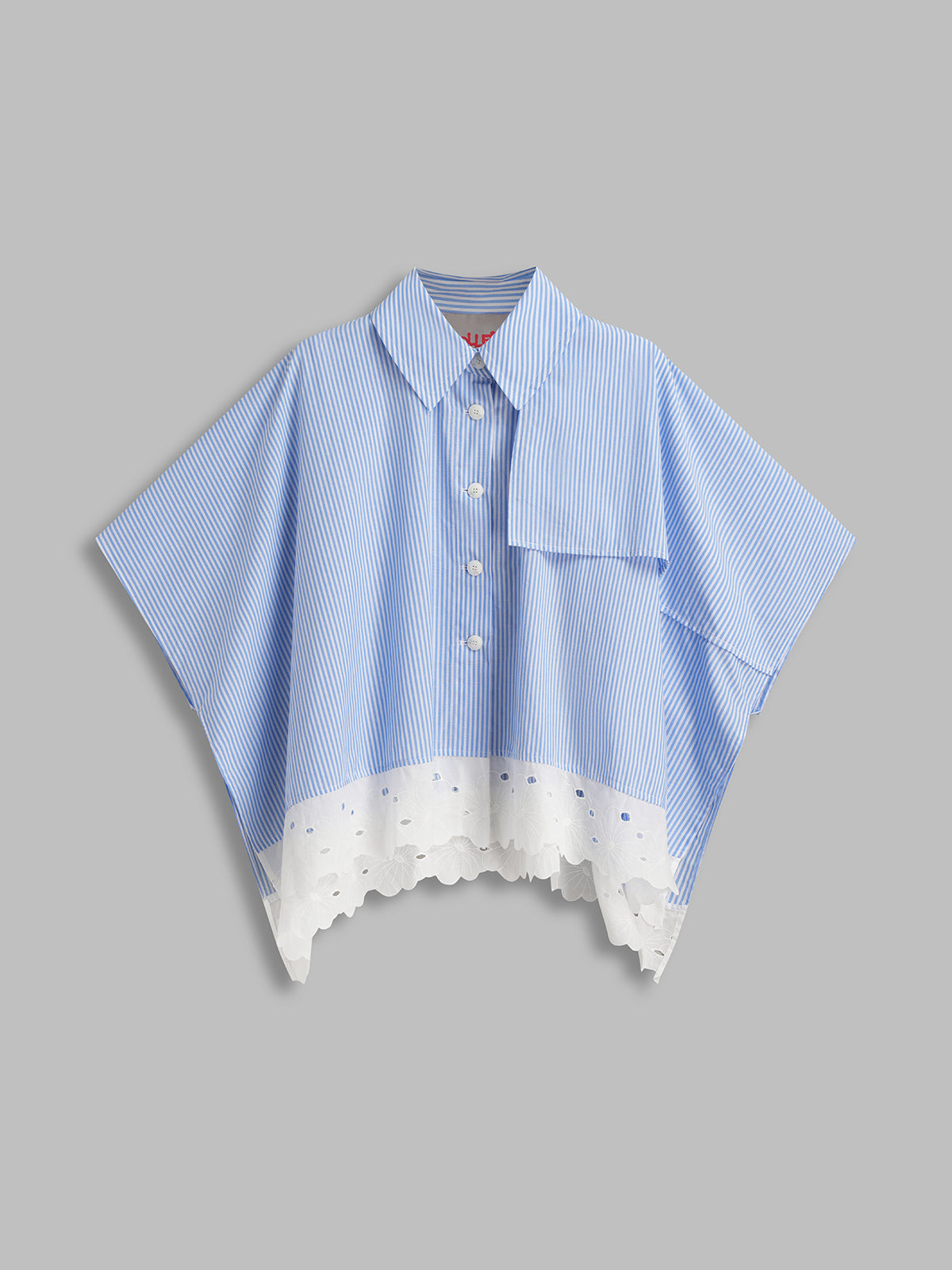 Lace Mix Stripe Shirt - Blue White
