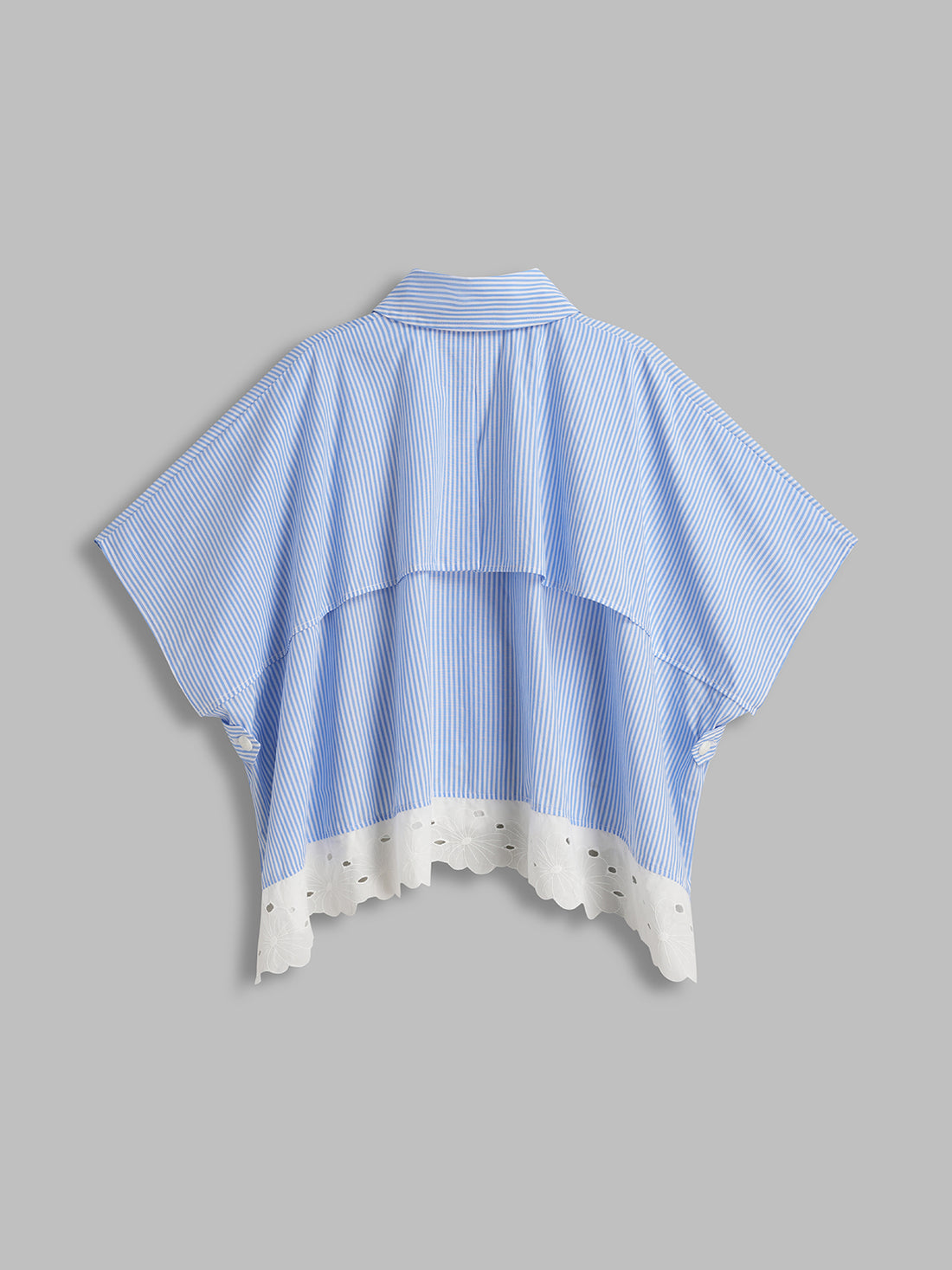 Lace Mix Stripe Shirt - Blue White