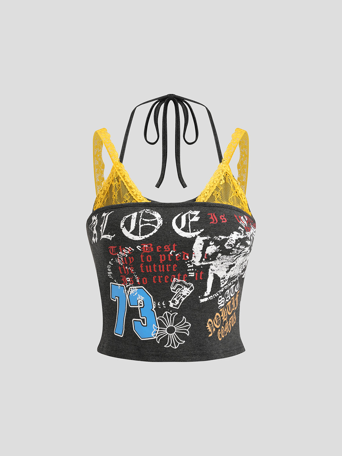Graffiti Halo Cami Top - Noir Yellow