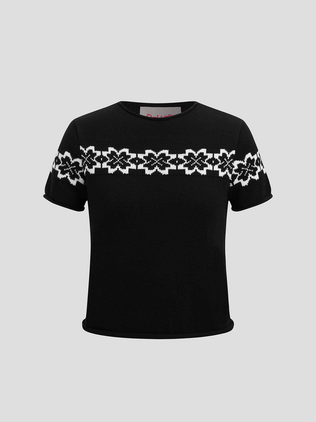 Bloom Band Knit Tee – Black White