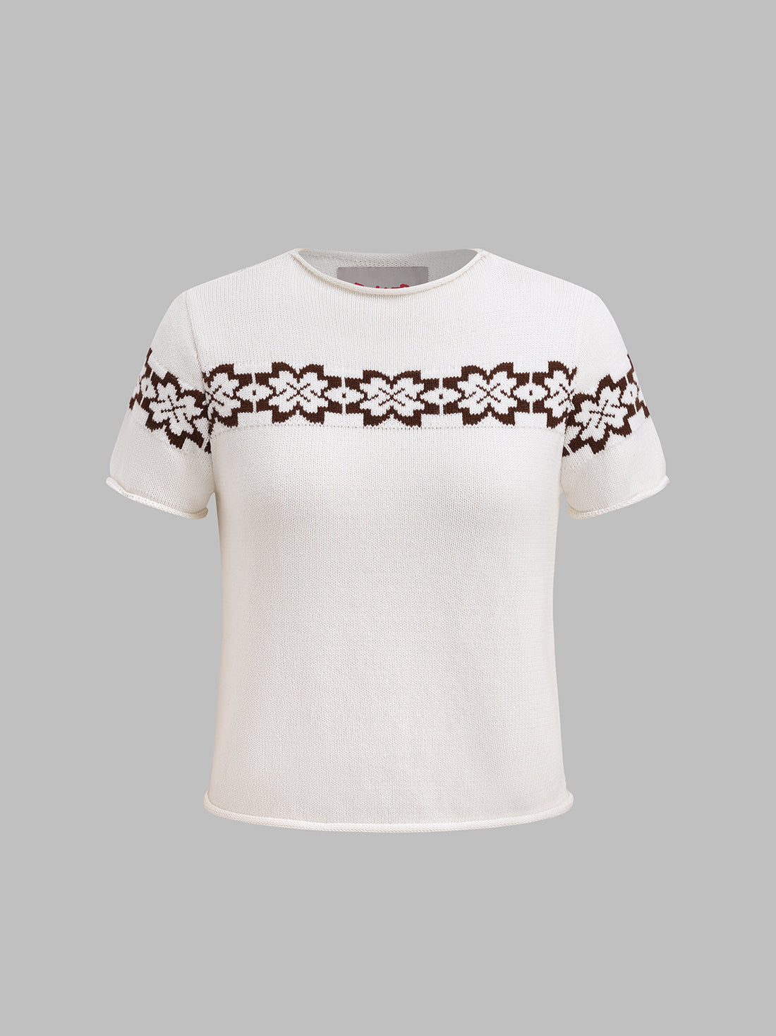 Bloom Band Knit Tee – White Brown