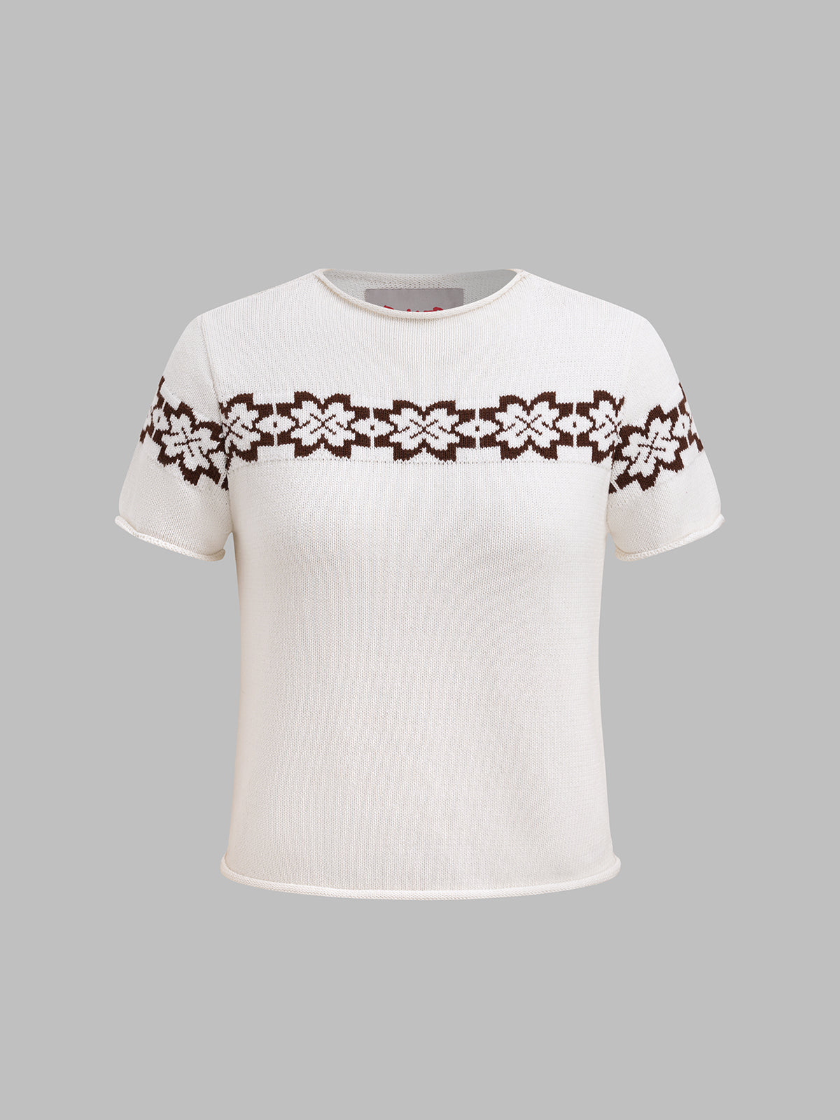 Bloom Band Knit Tee – White Brown
