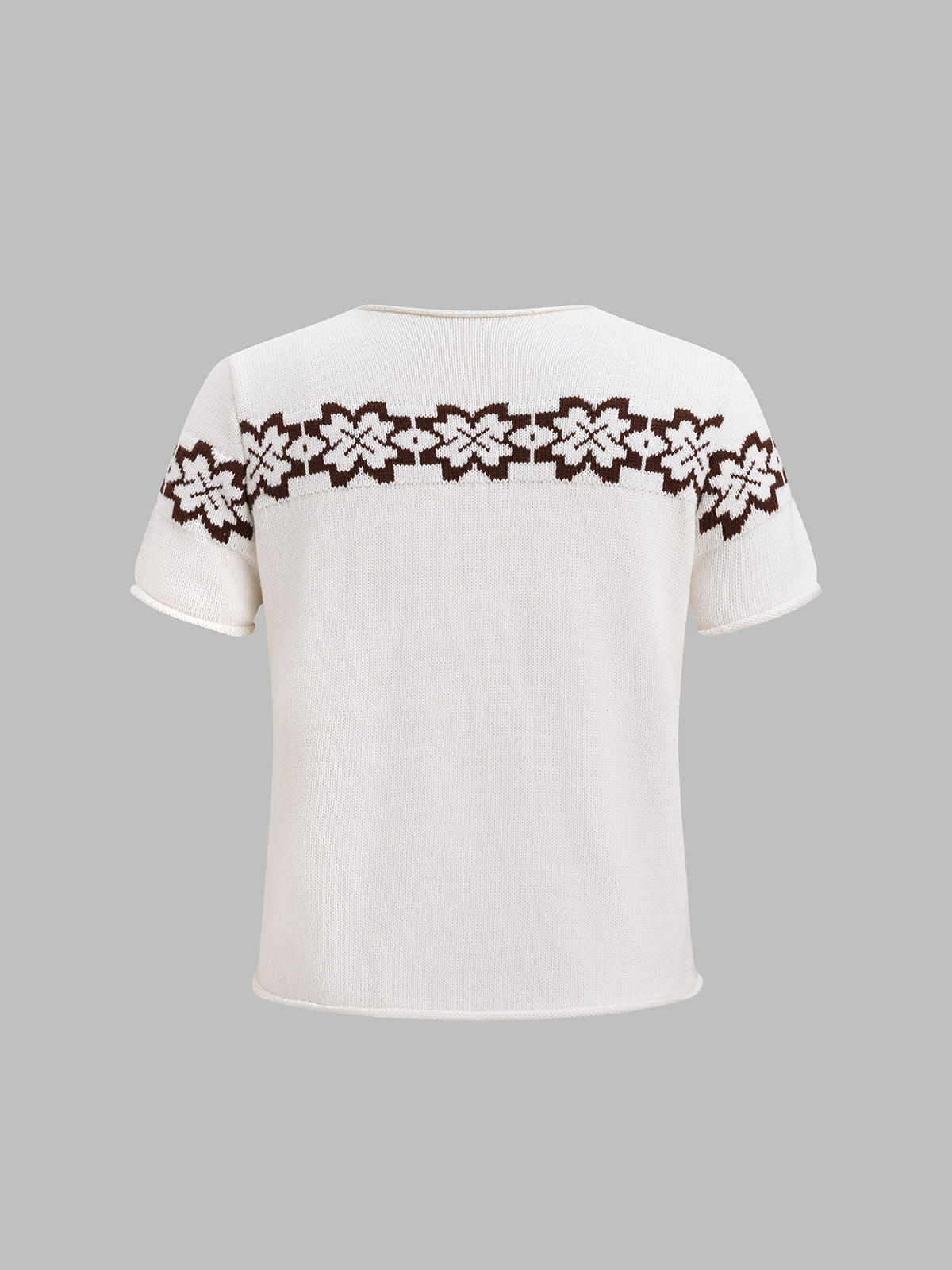 Bloom Band Knit Tee – White Brown