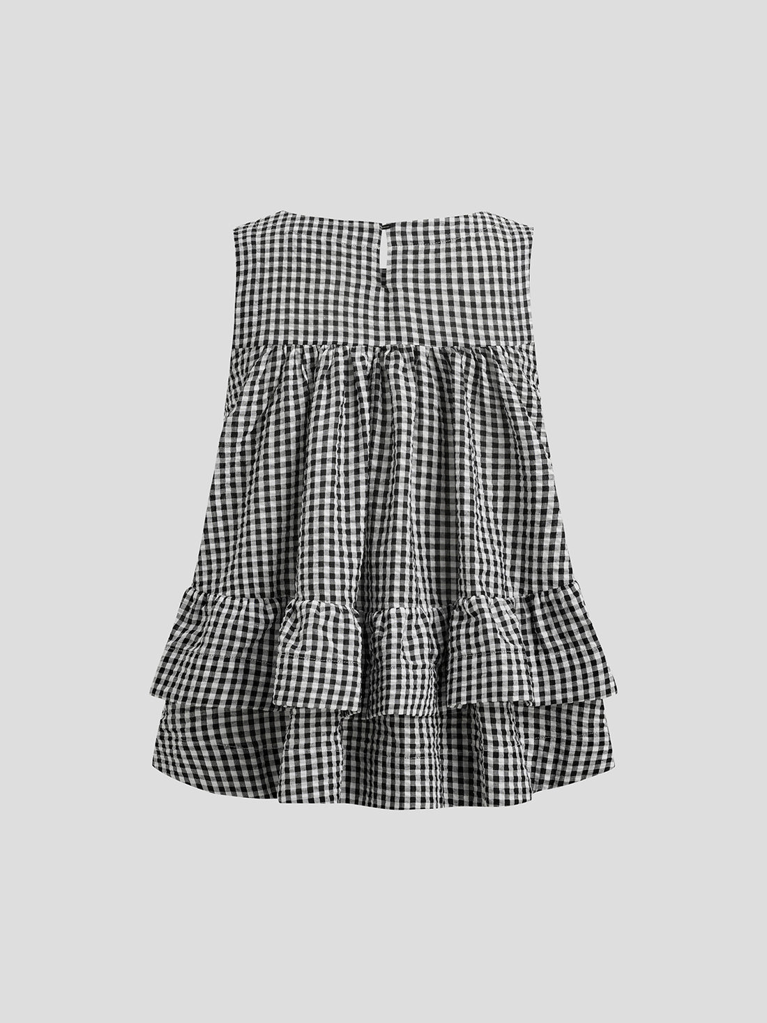 City Flirt Ruffle Tank Top – Black Check