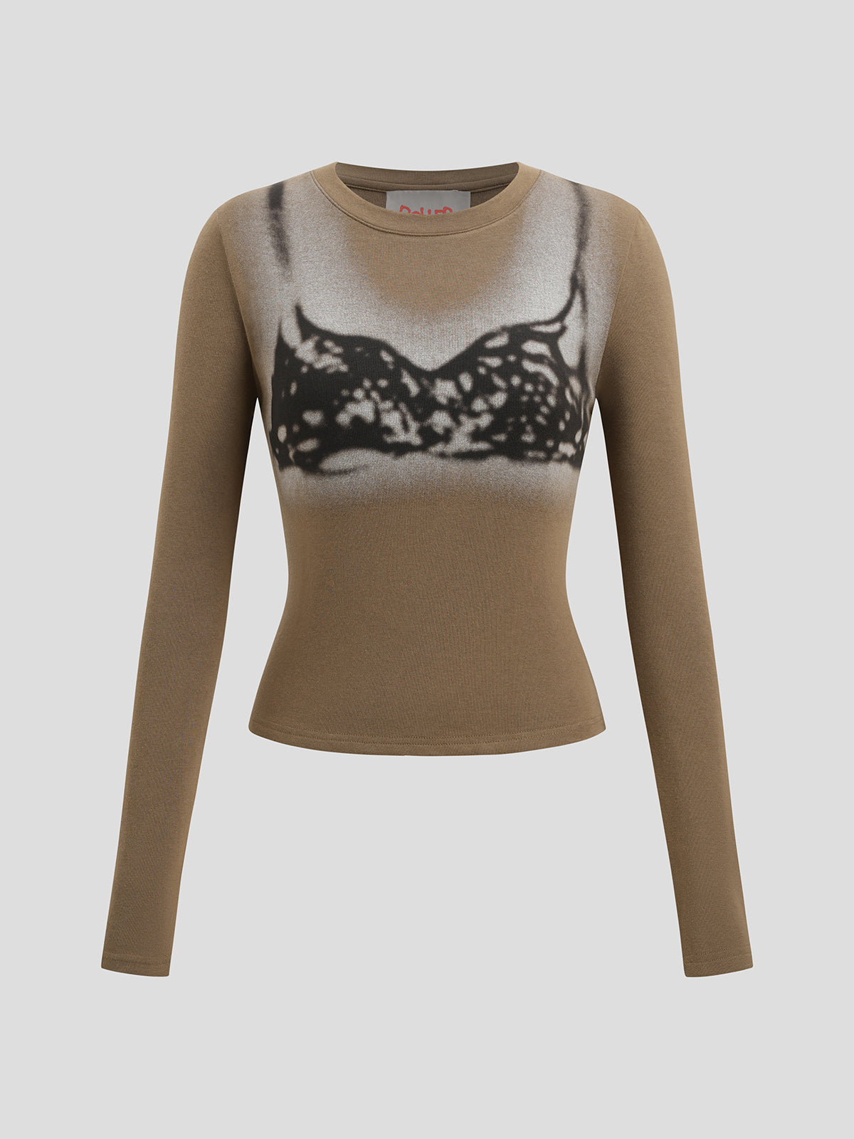 Night Sketch Sleeve Top - Brown Clay