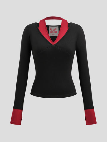 Peak Hour Sleeve Top - Ink Scarlet