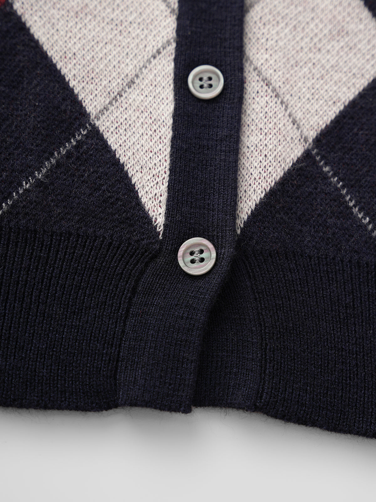 Cross Court Knit Top - Navy Red