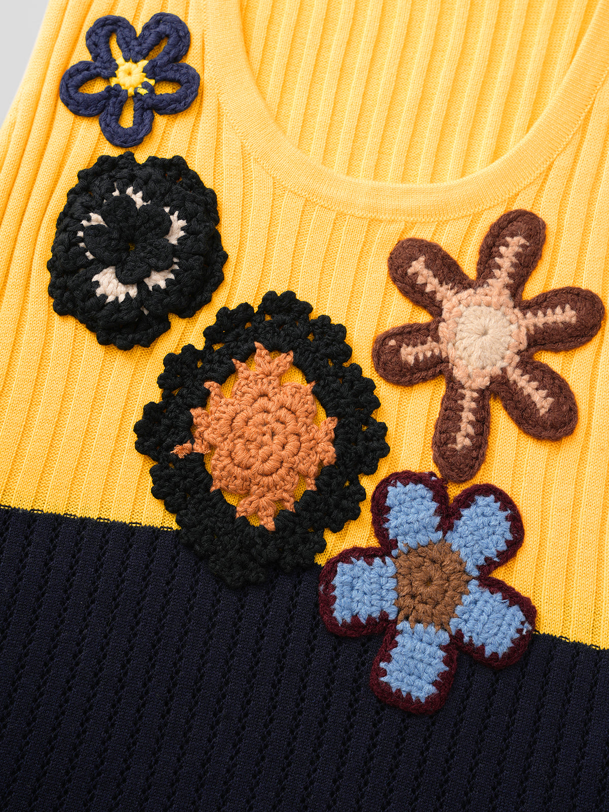 Flower Patch Knit Tank – Yellow Navy