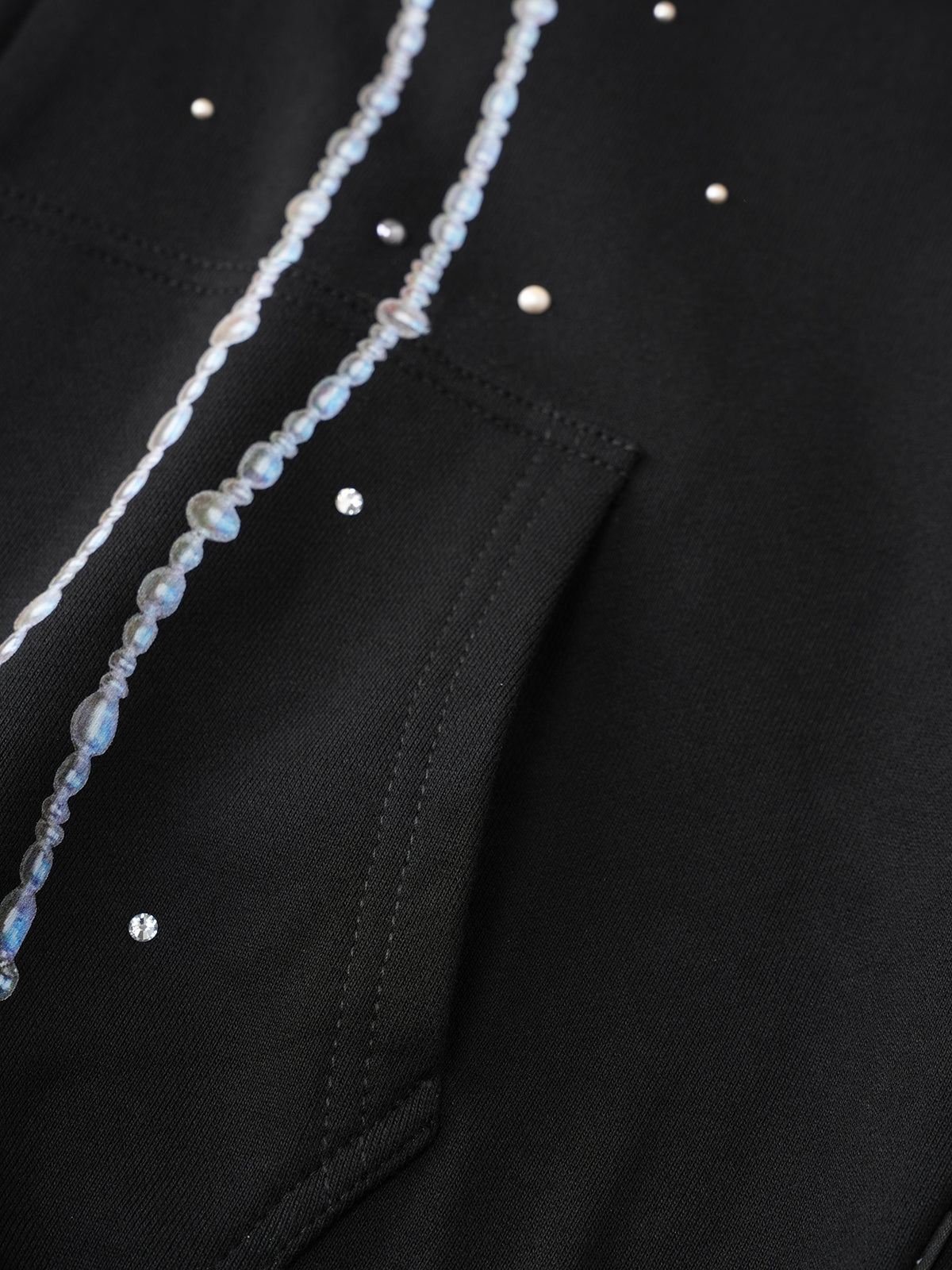 Pearl Rebel Set Zipper Hoodie- Noir Whisper