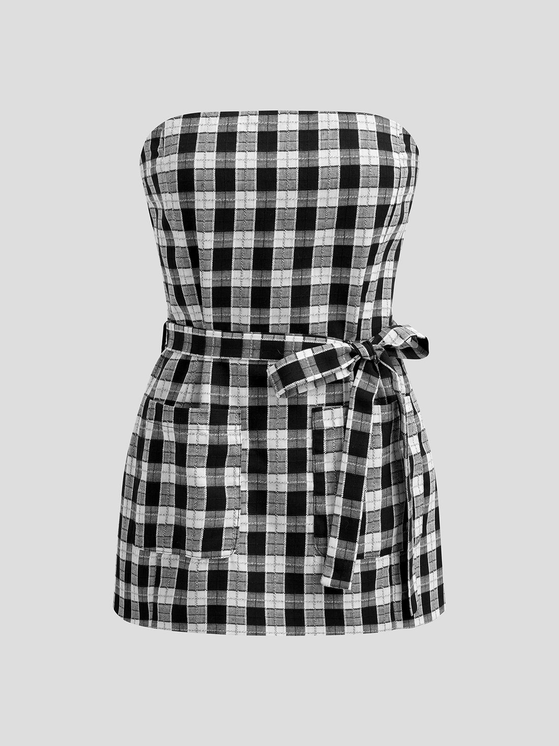 Grid Knot Tube Top – Black White
