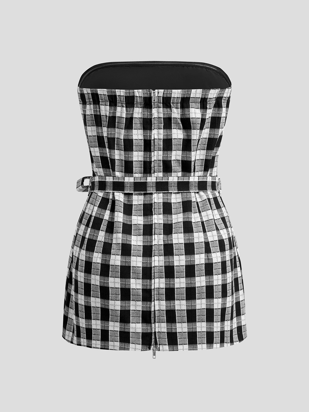 Grid Knot Tube Top – Black White