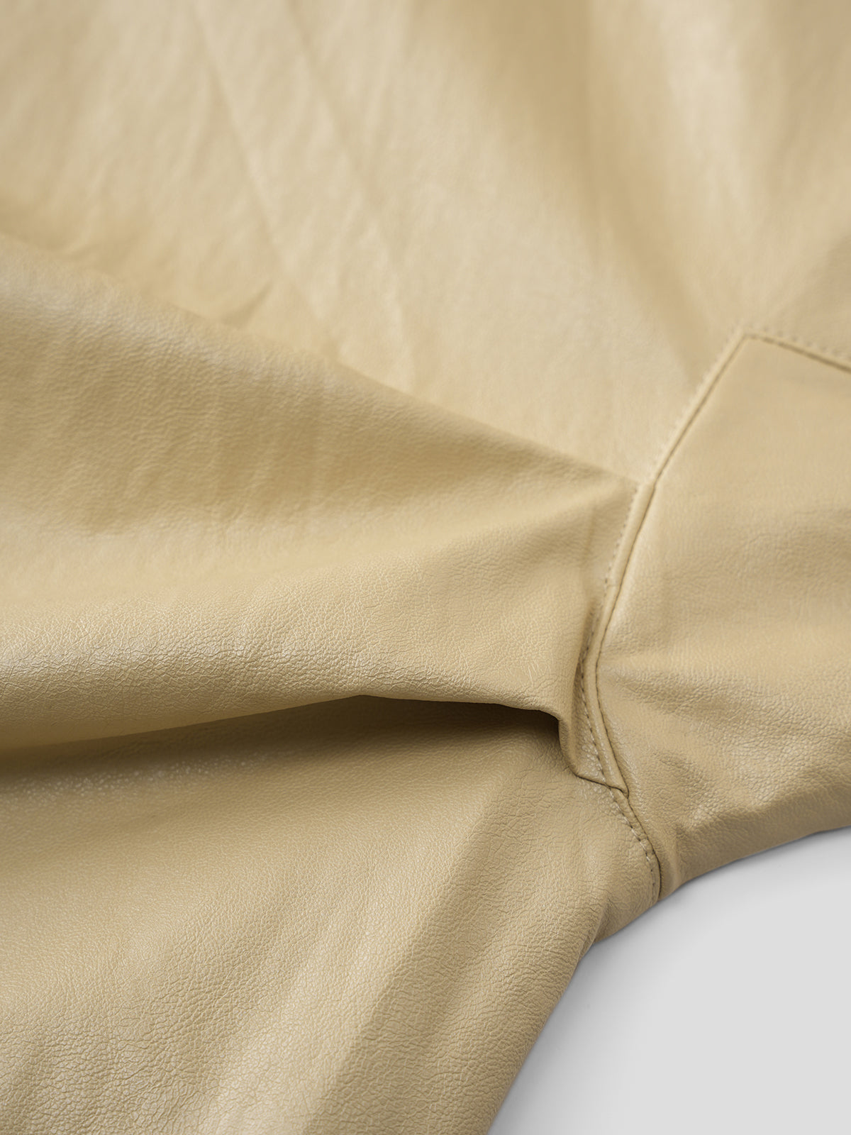 Pucker Ruchéd Leather Jacket - Dune khaki