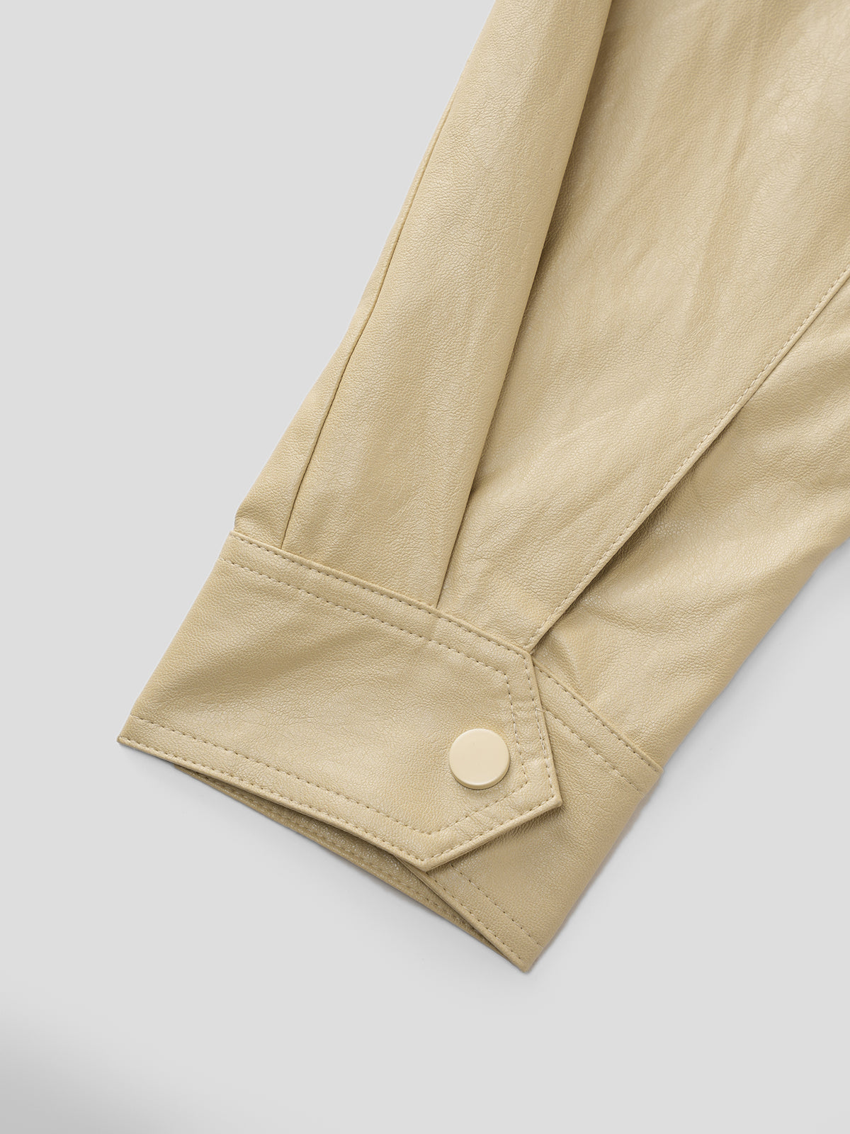 Pucker Ruchéd Leather Jacket - Dune khaki