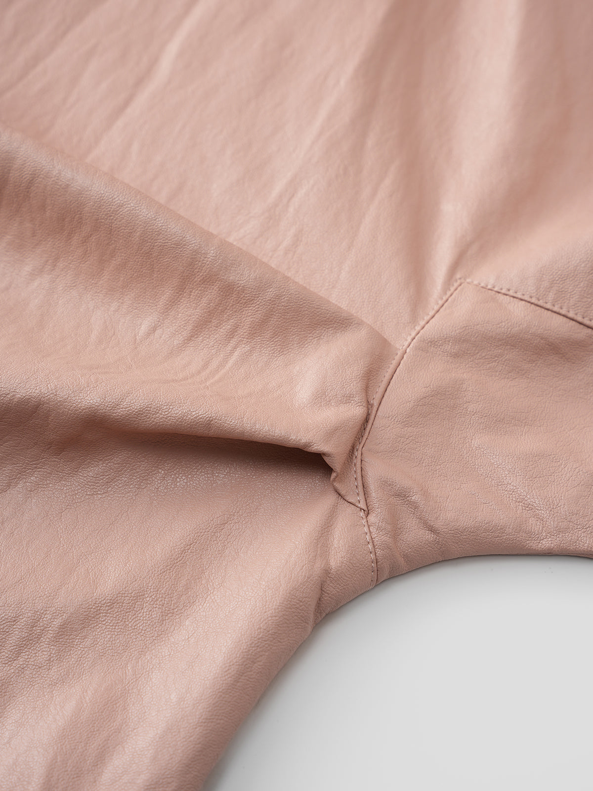 Pucker Ruchéd Leather Jacket - Dust Rose