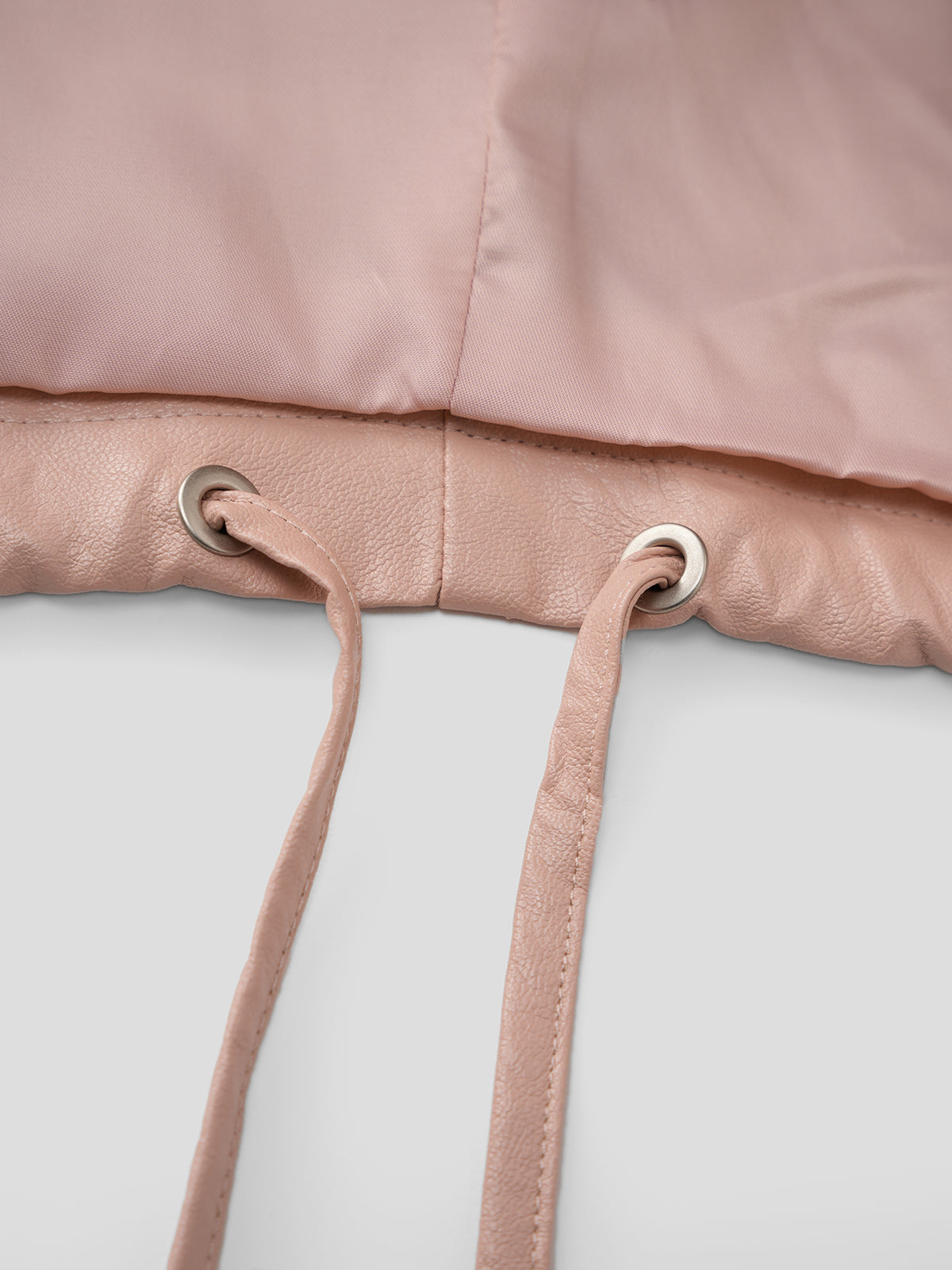 Pucker Ruchéd Leather Jacket - Dust Rose