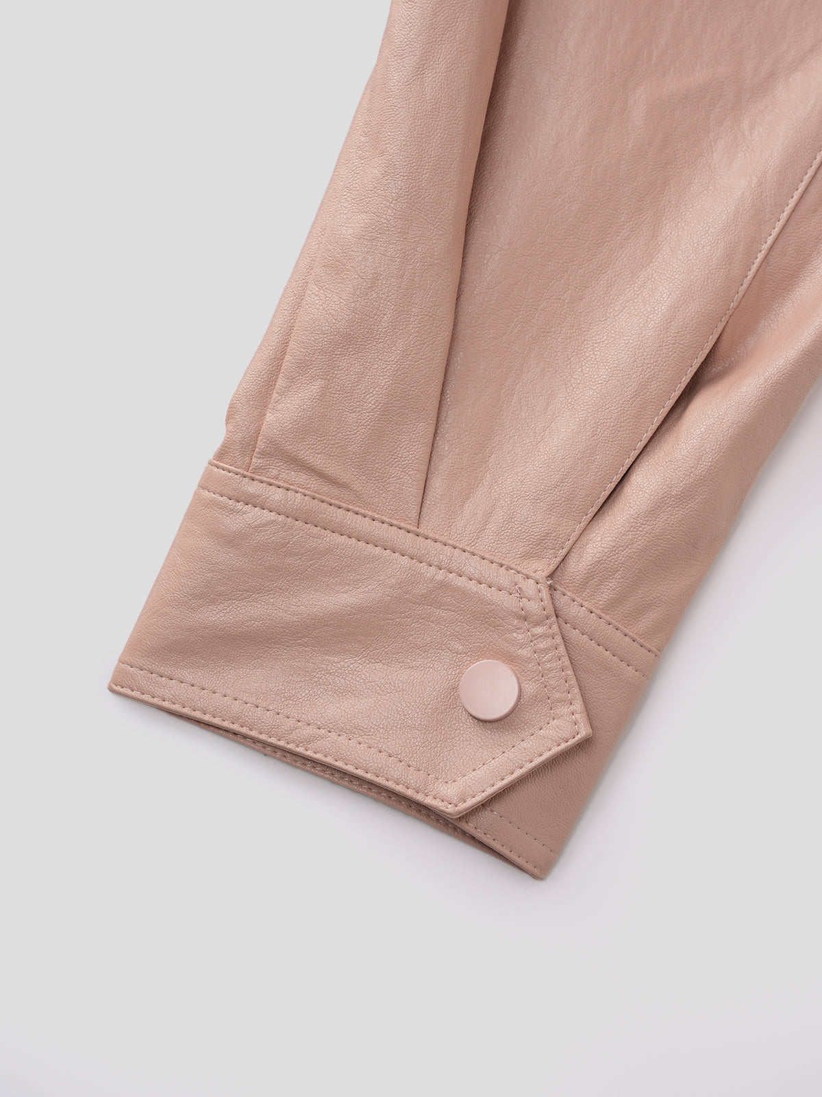 Pucker Ruchéd Leather Jacket - Dust Rose