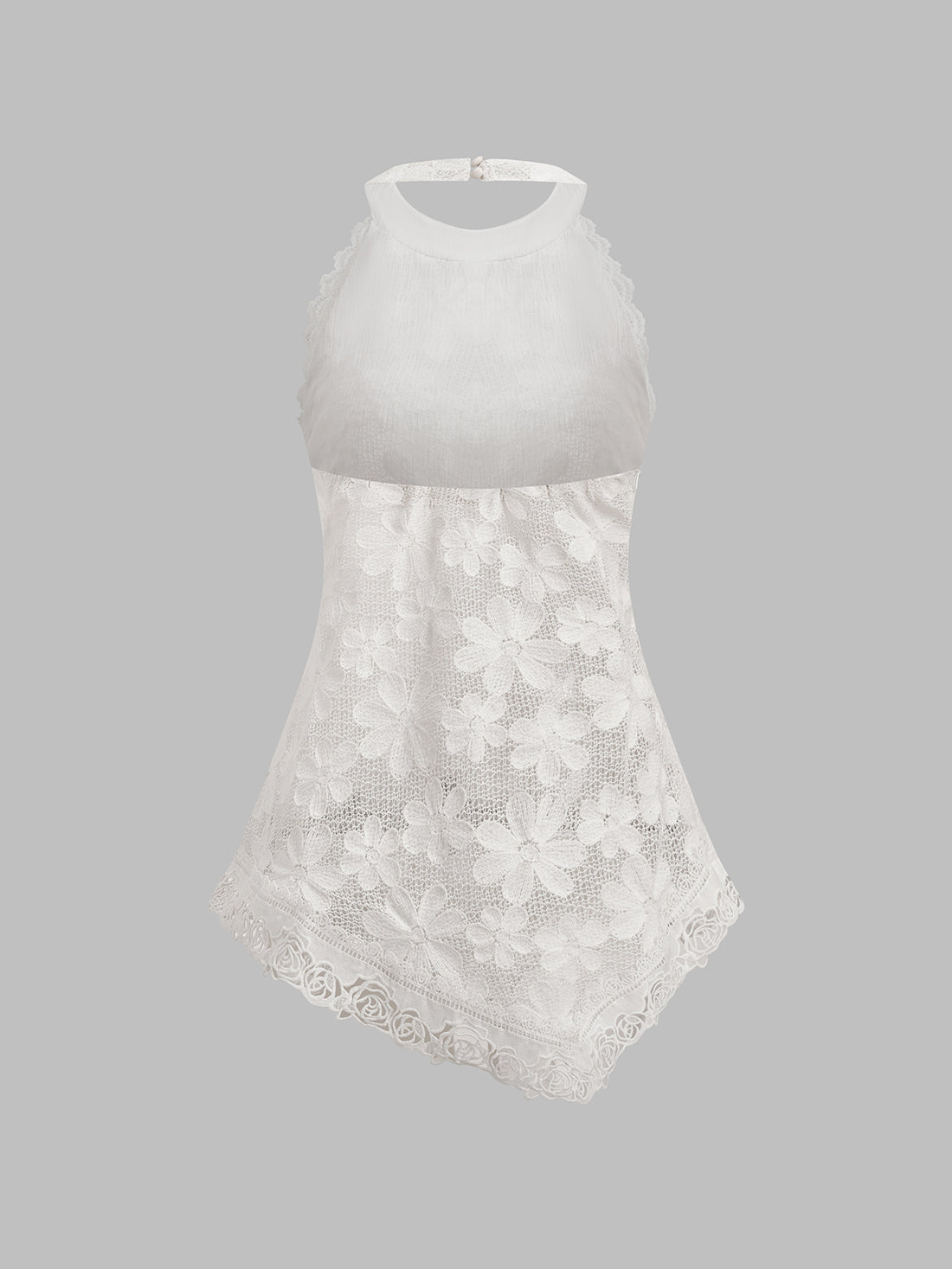 Hold Me Twice Lace Halter Tank – Bone White