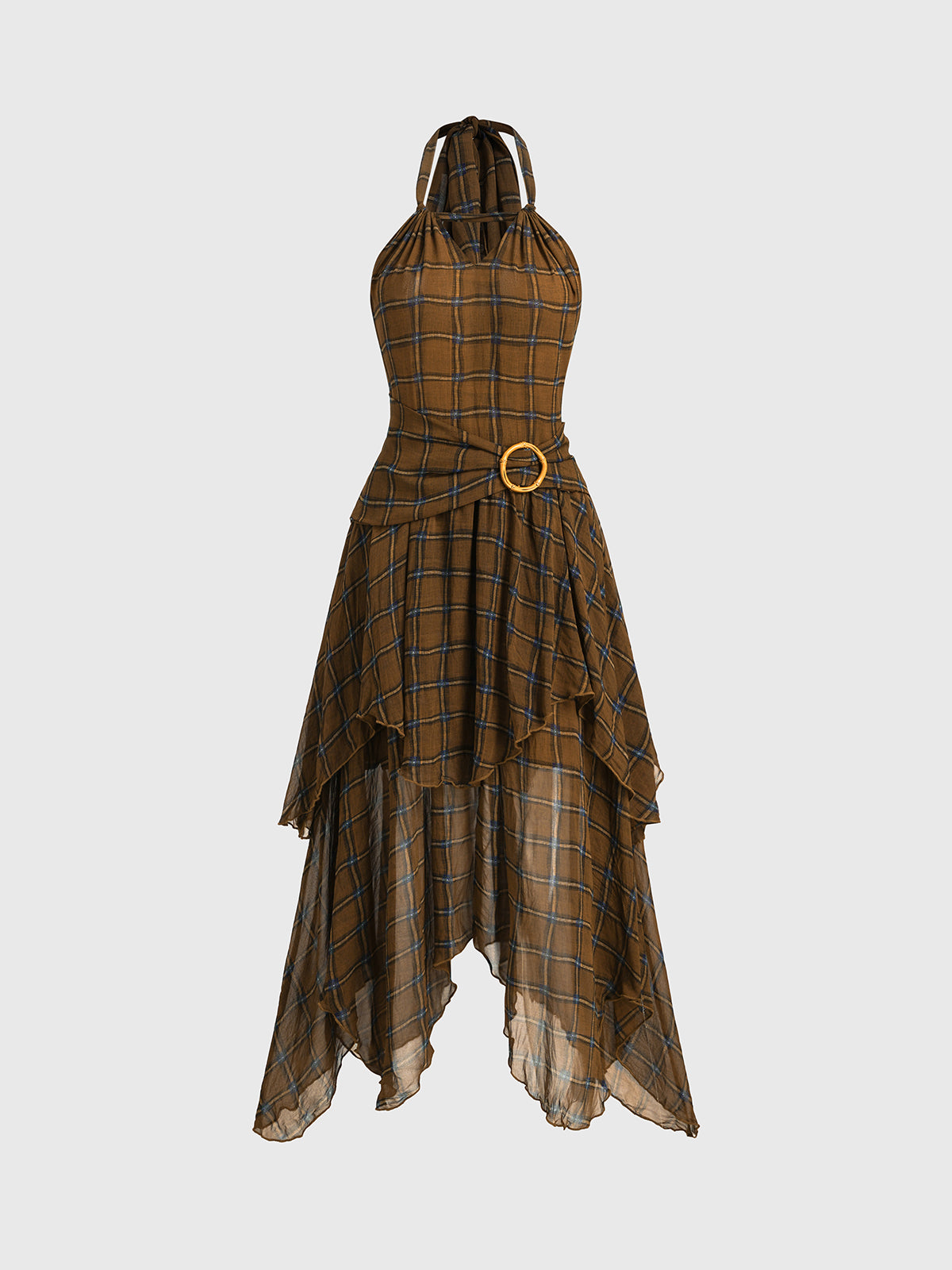 Hufflepuff House Ball Halter Maxi Dress – Turmeric Plaid