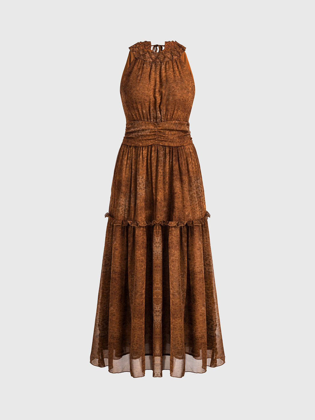 Top Line Leopard Halter Maxi Dress – Rust Gold