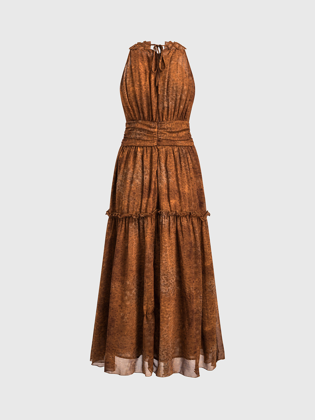 Top Line Leopard Halter Maxi Dress – Rust Gold