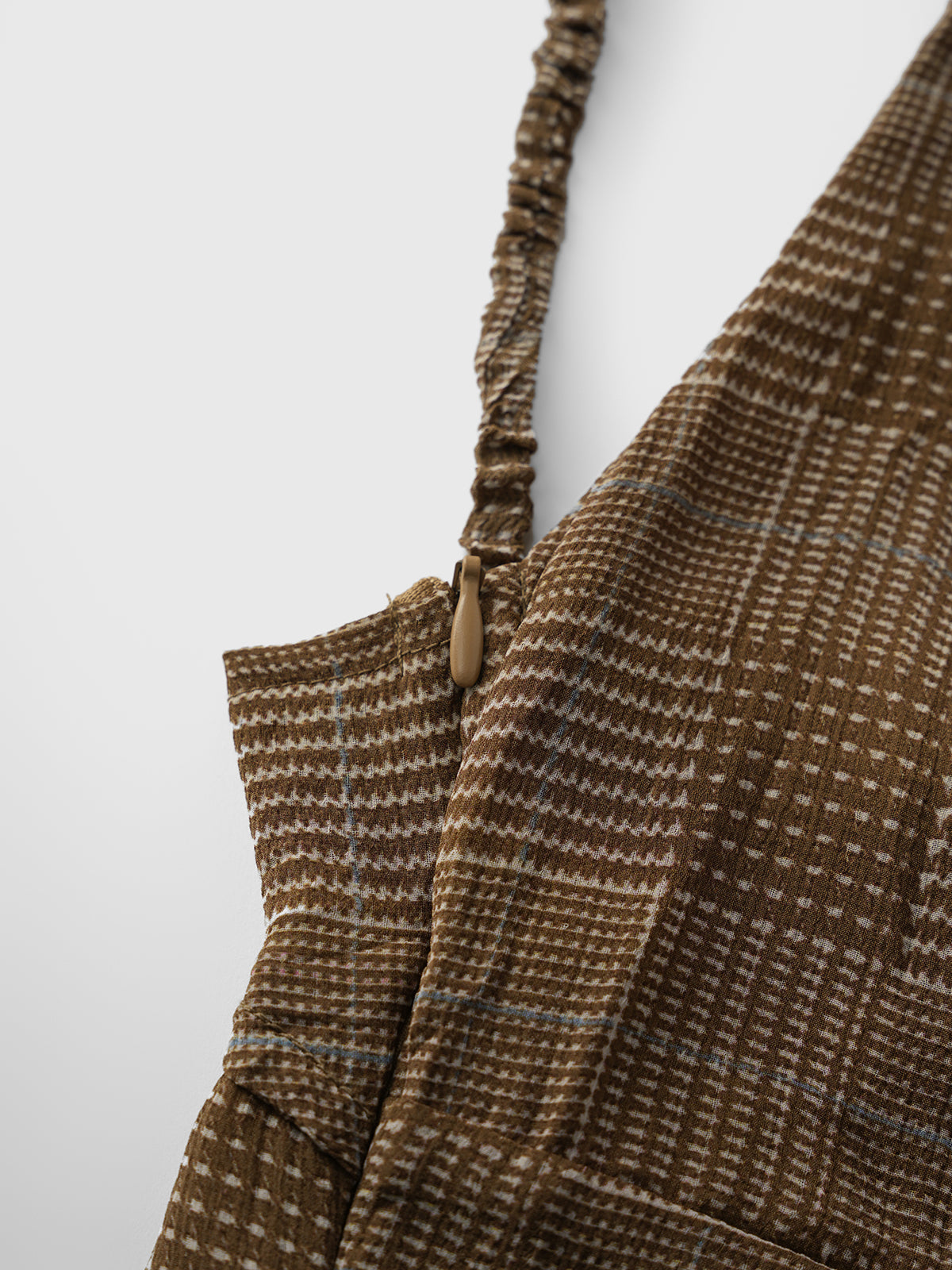 Held Line Check Mesh Maxi Dress – Moss Brown