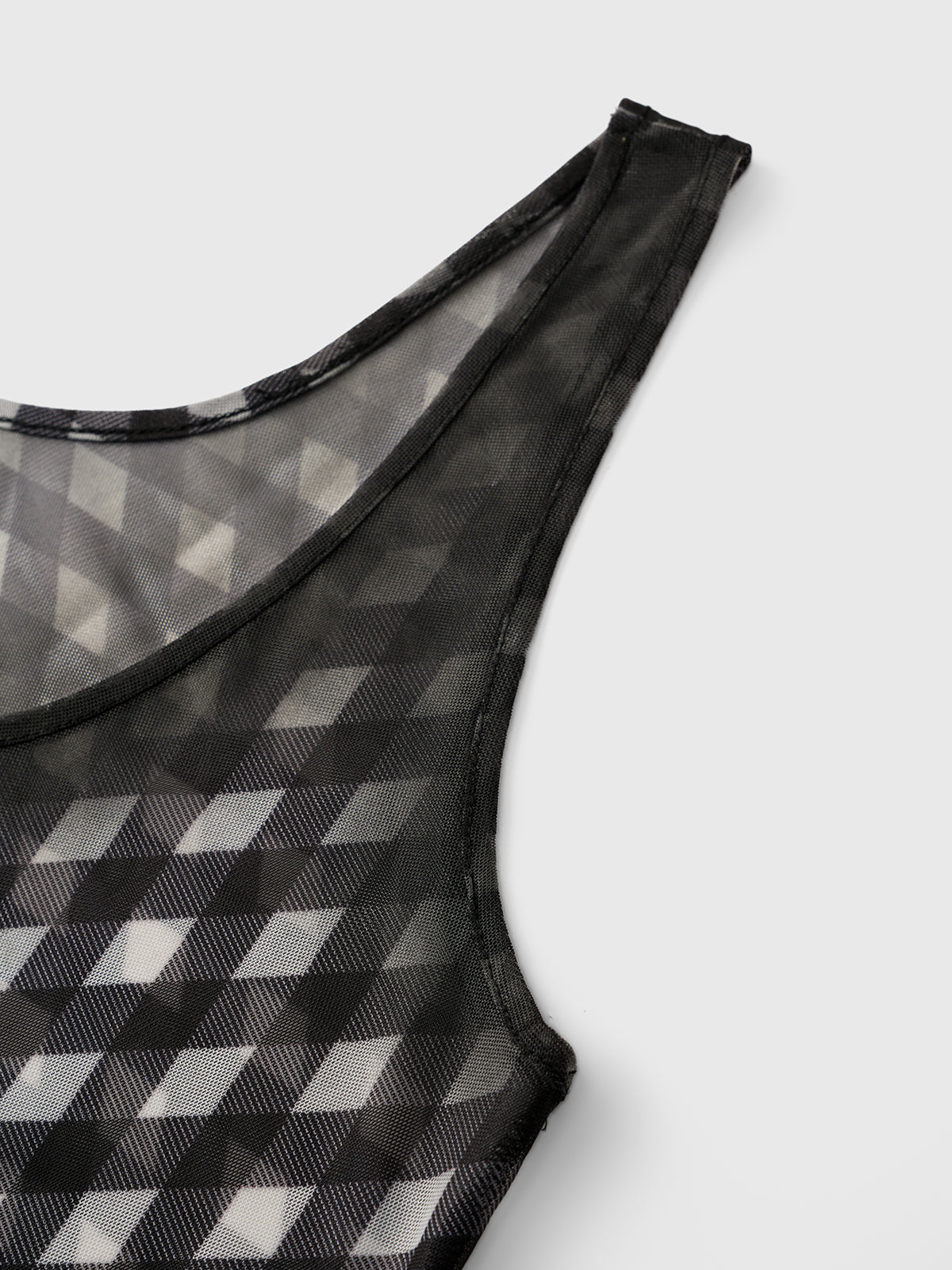 Grid Touch Mesh Body Tank – Ink Black