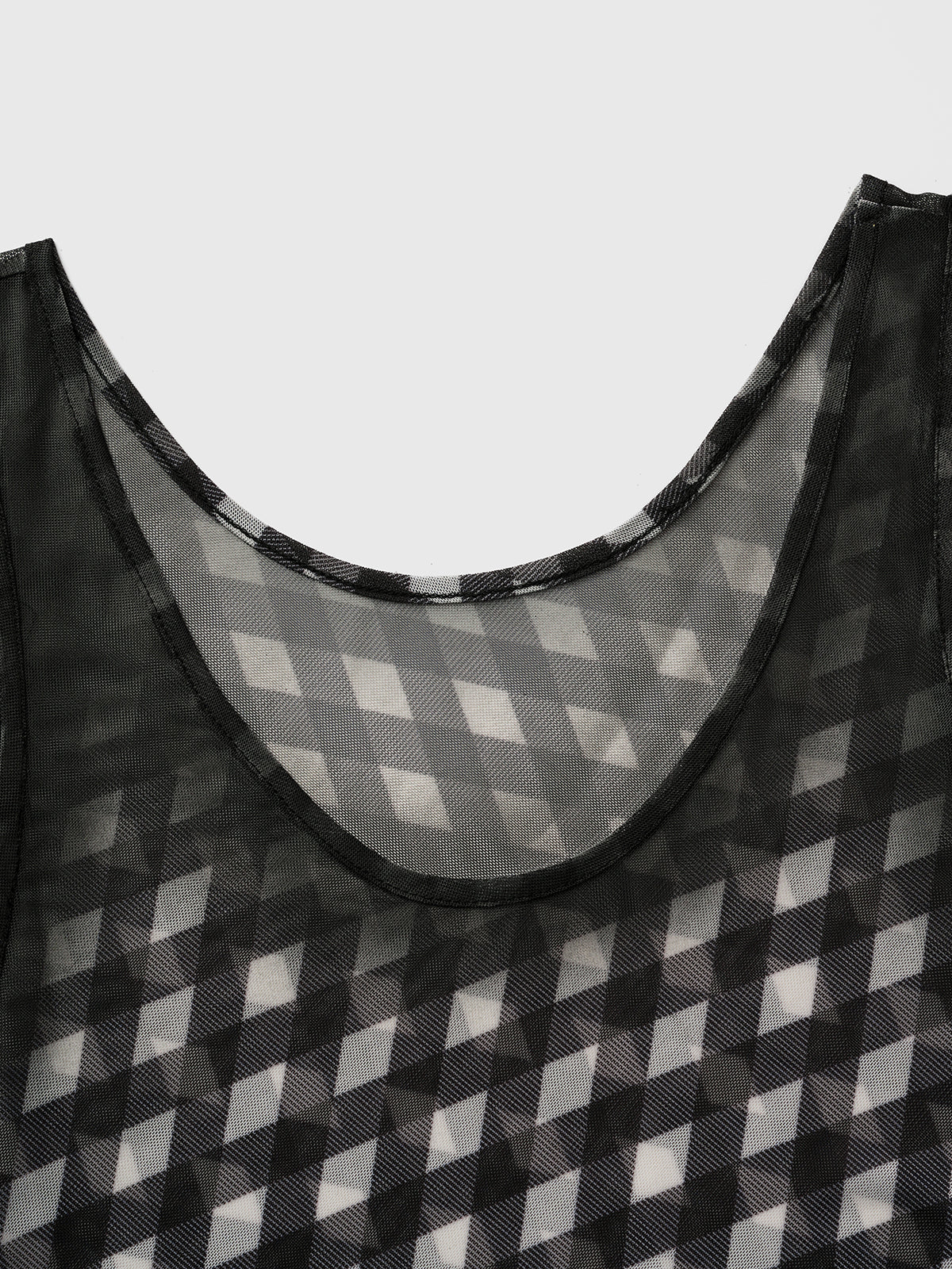 Grid Touch Mesh Body Tank – Ink Black