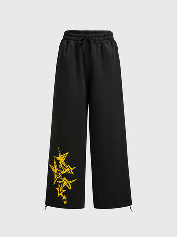 Script & Star Graphic Pants - Black