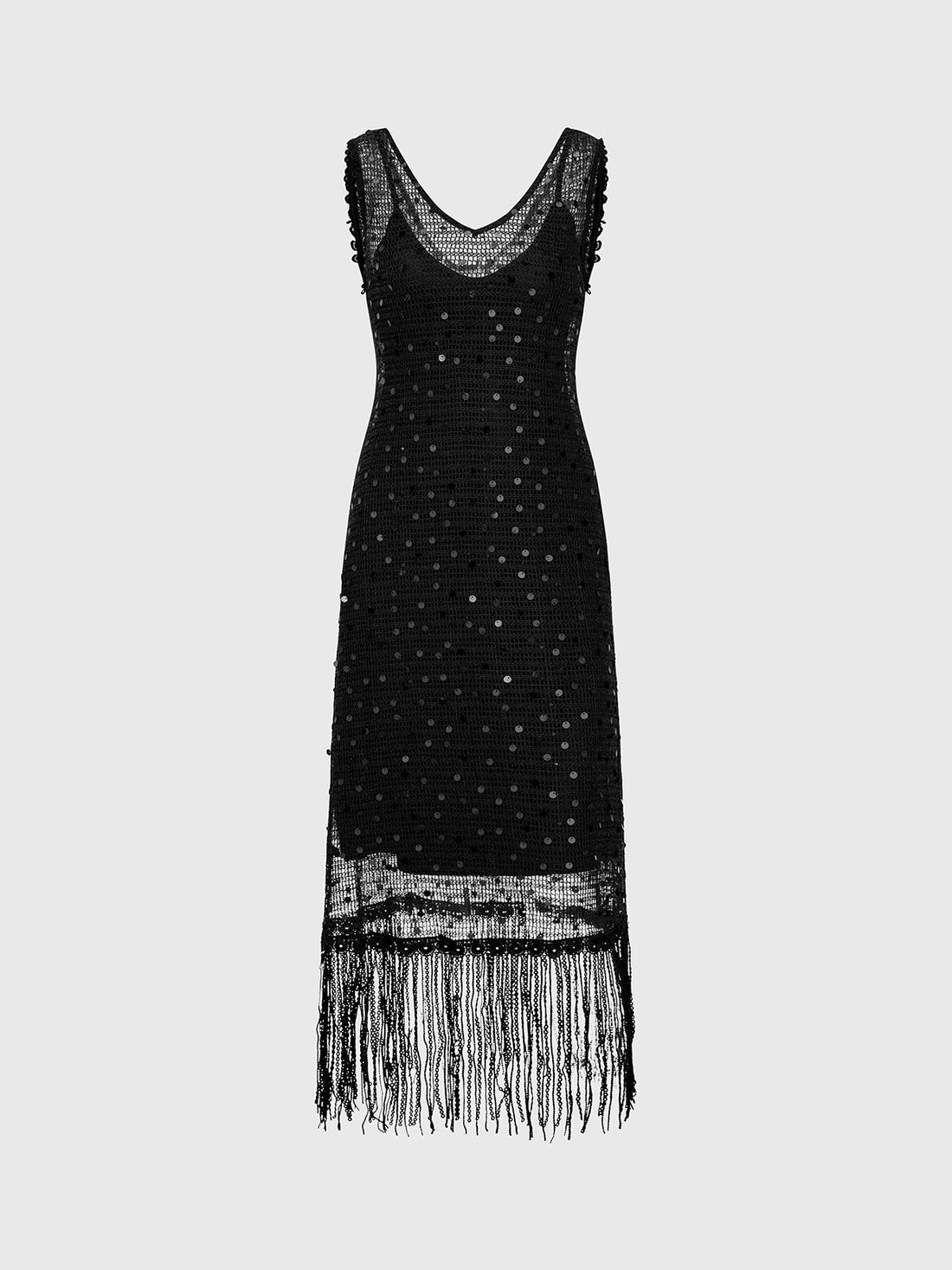 Clear Intent Sheer Column Maxi Dress – Ink Black