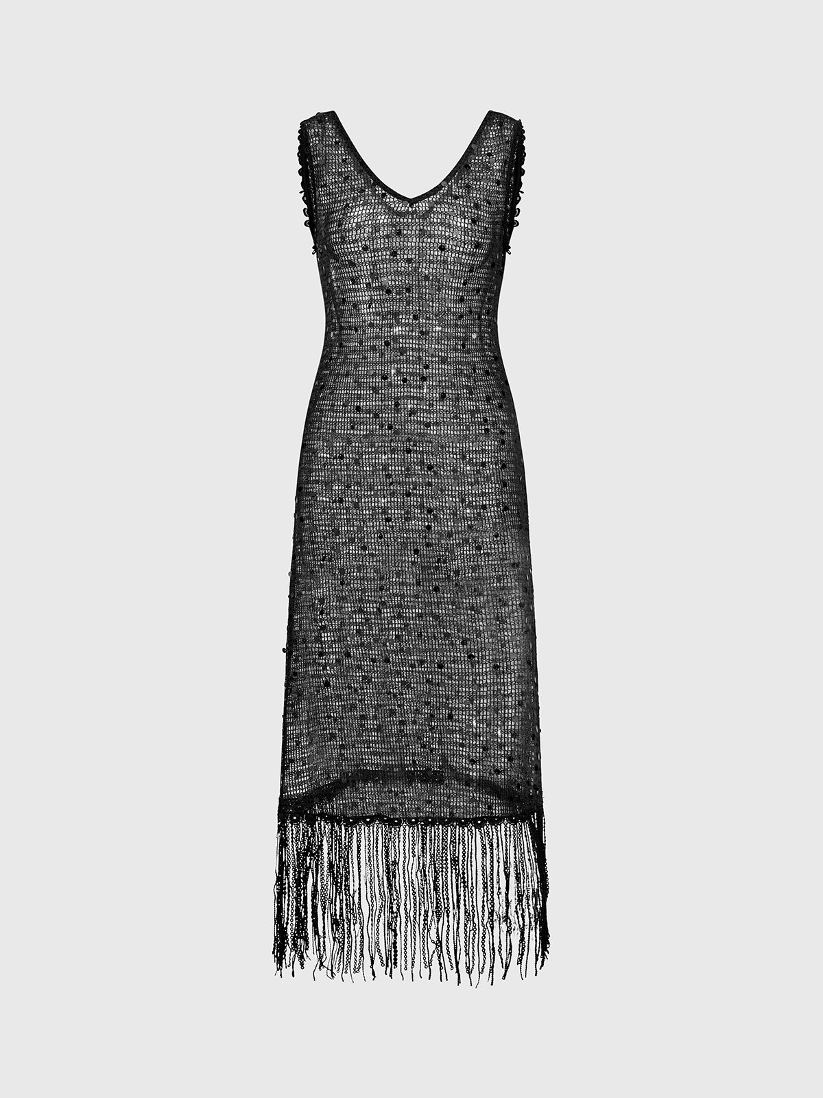 Clear Intent Sheer Column Maxi Dress – Ink Black
