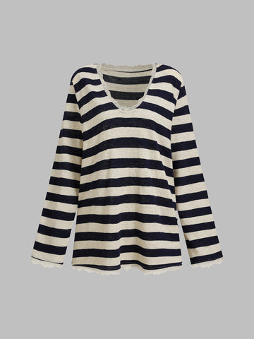 Open Agenda Stripe Top – Black Ivory