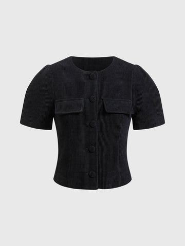 Brick Lane Skimming Ruched Short Sleeve Tee - Black