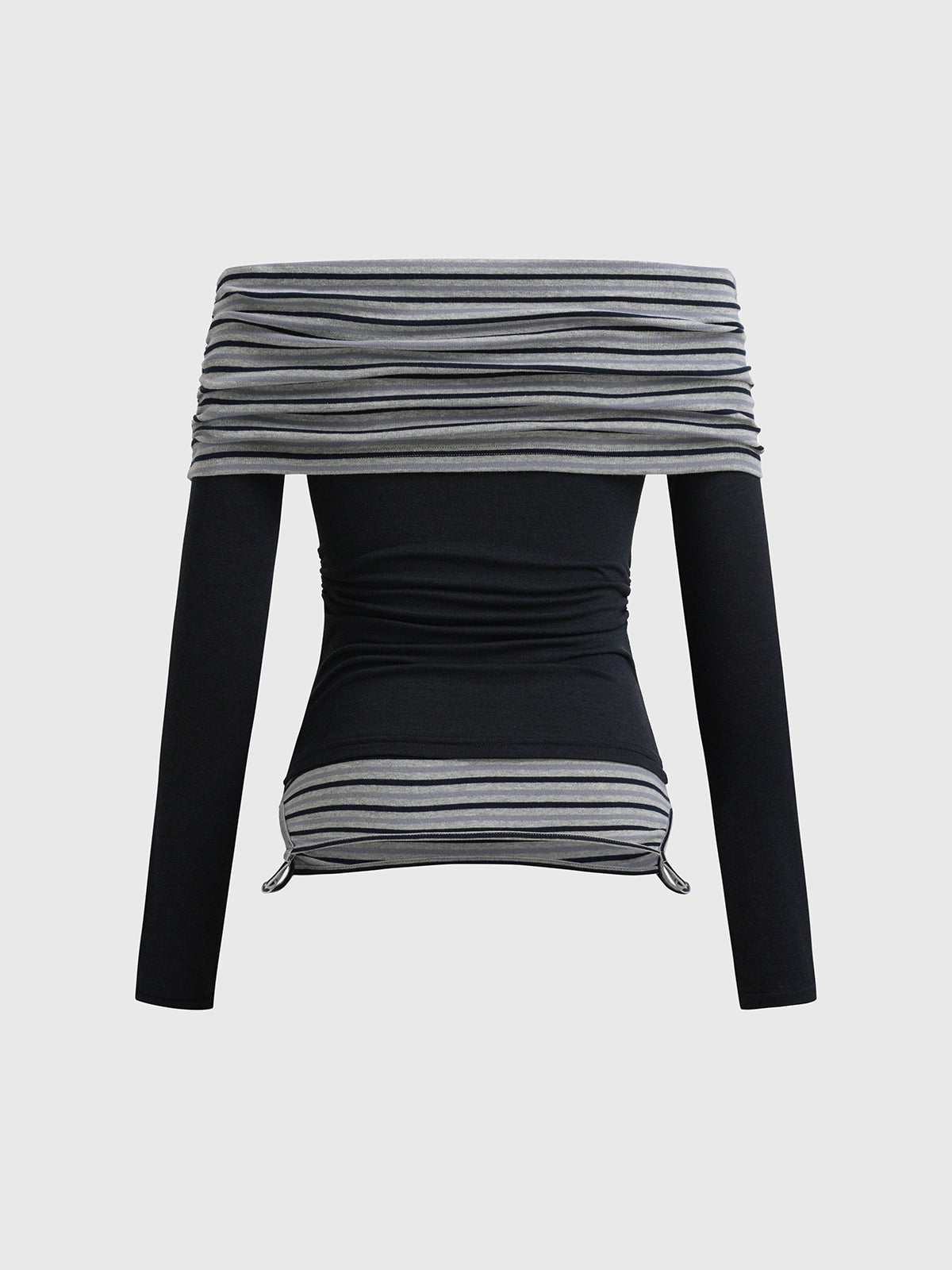 Serene Line Off-Shoulder Top – Noir Stripe