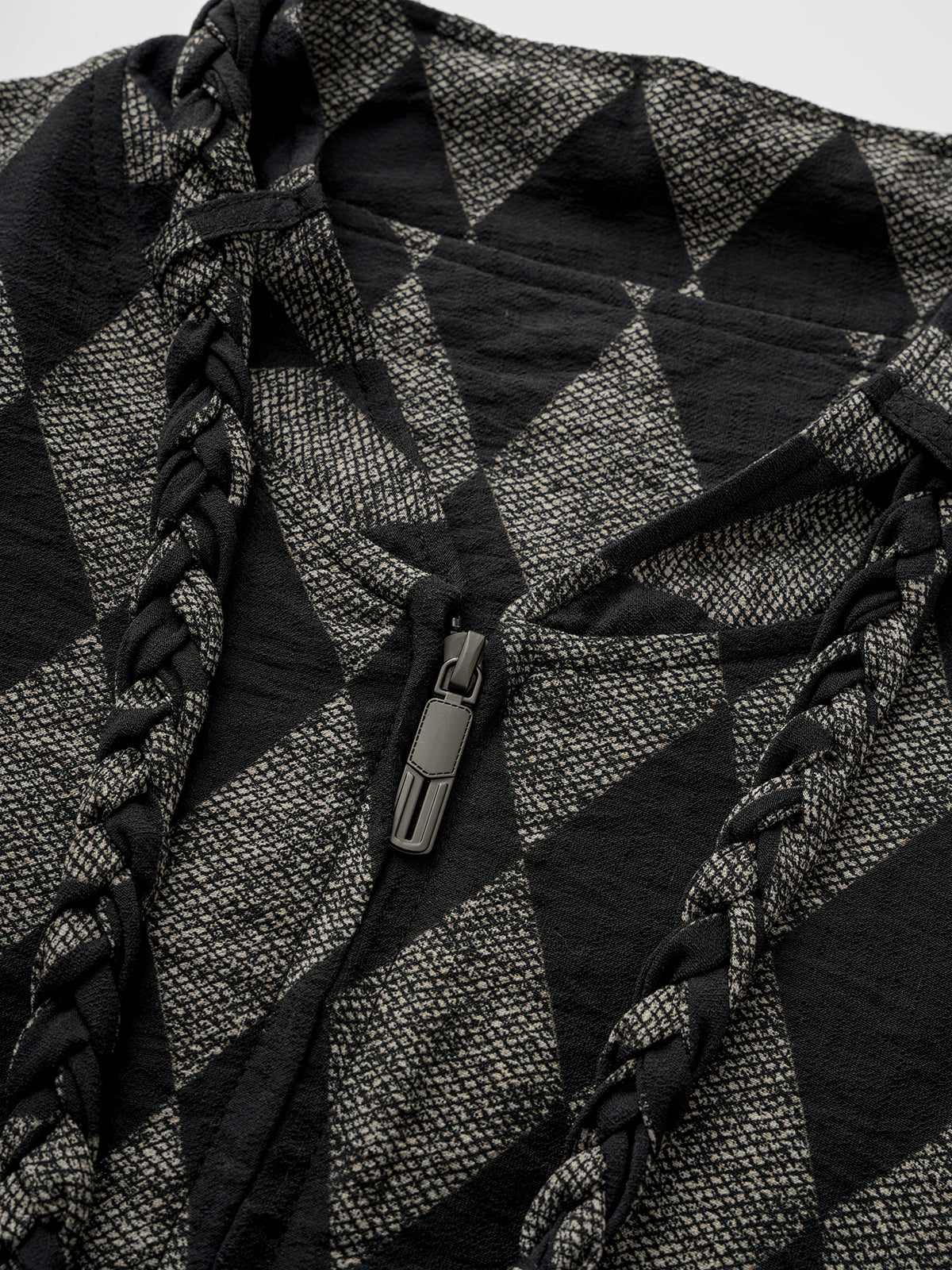 Lockstep Check Cropped Jacket – Ink Grey