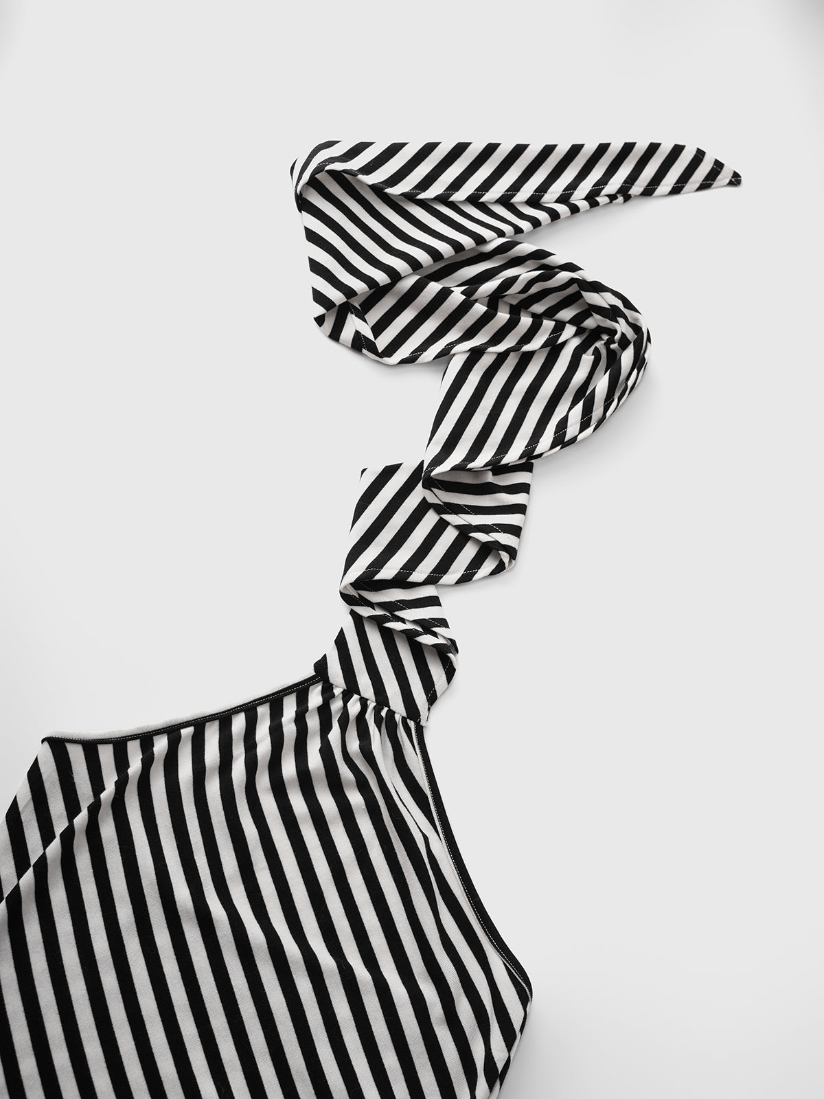 Brick Lane Asymmetric Optical Stripe Knit Tank Top - Black/White