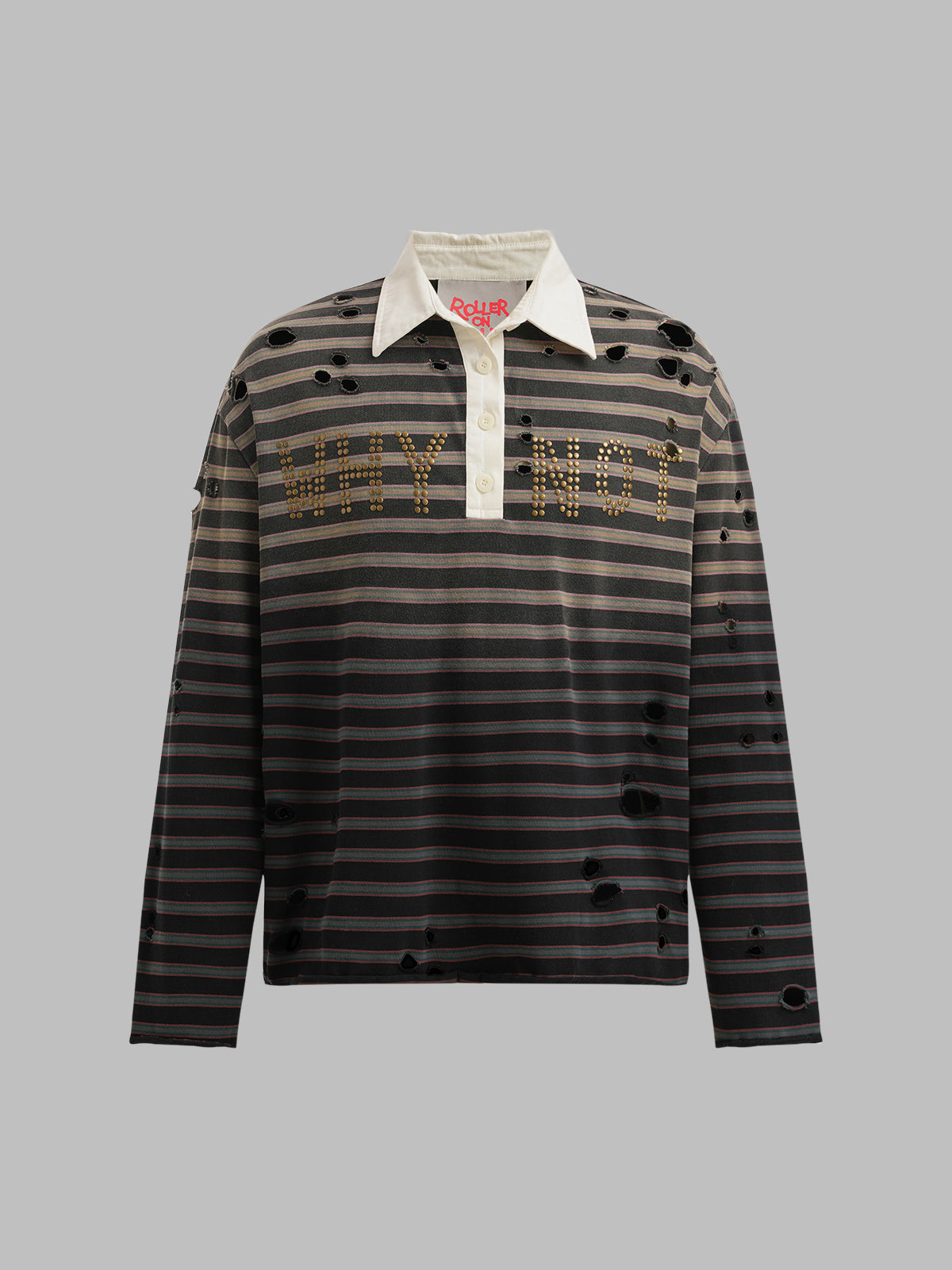 Why Not Collar Polo Sweatshirt – Brown Navy