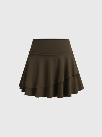Wind Flick Asym Skirt - Espresso Brown