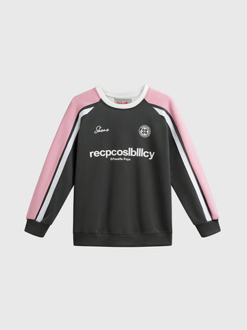 Two-Tone Crew Sweatshirt - Black Pink